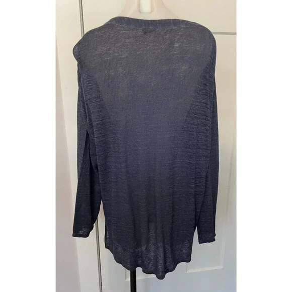 CHICOS Womens Knit TOP Long Sleeve BLUE Linen Size 3 (XL) - Picture 4 of 5